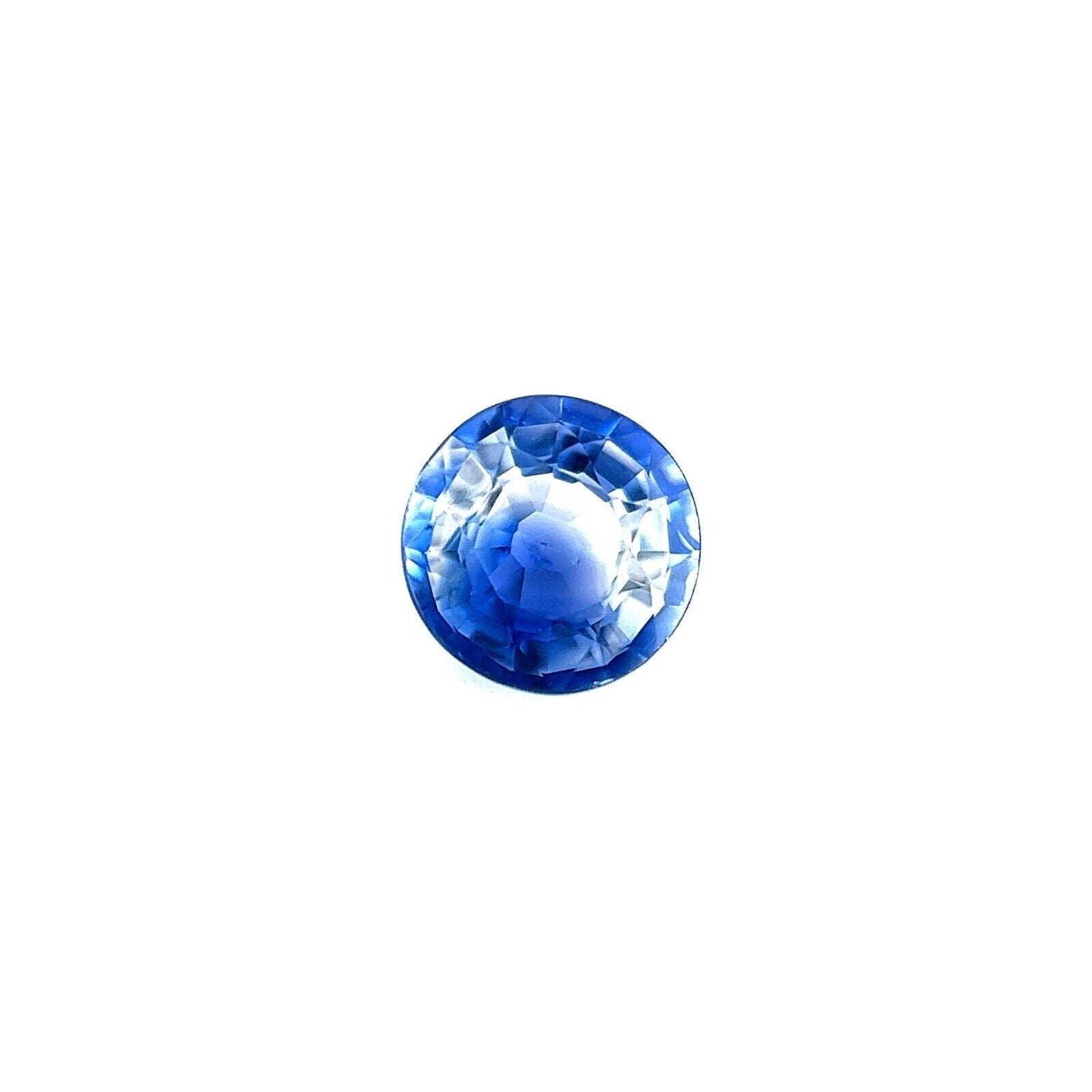 zweifarbiger Ceylon-Saphir 0,68 Karat Blau Weißer natürlicher Rundschliff Seltener Edelstein 5.3 mm VS im Angebot