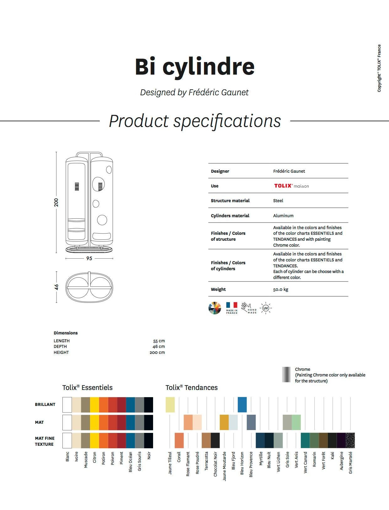 Contemporary Bi-Cylinder Wardrobe in Essential Colors by Frederic Gaunet and Tolix For Sale