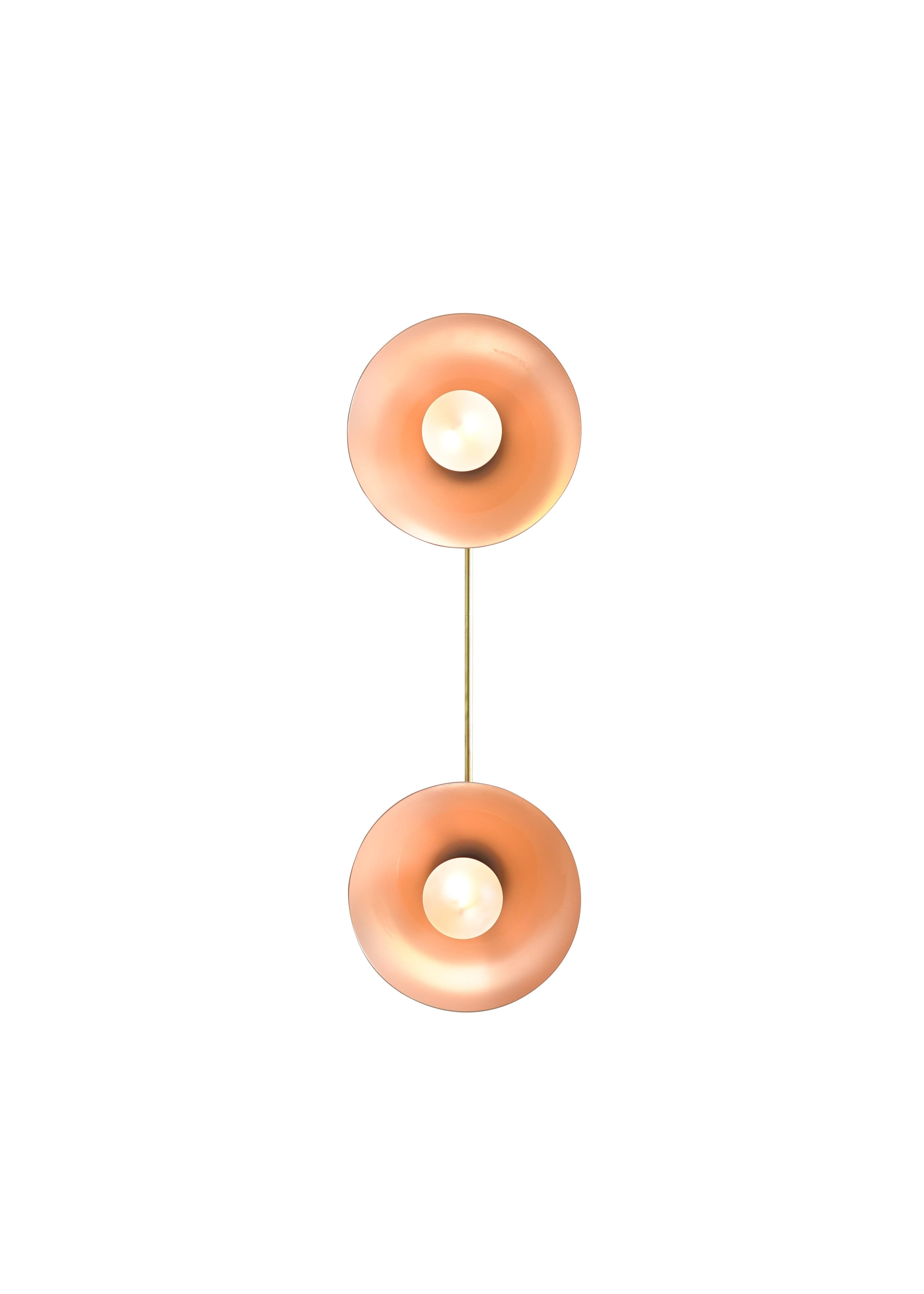 Bi-Focal Wall Light in Brass and Blush Enamel by Blueprint Lighting, 2019 In Excellent Condition For Sale In New York, NY