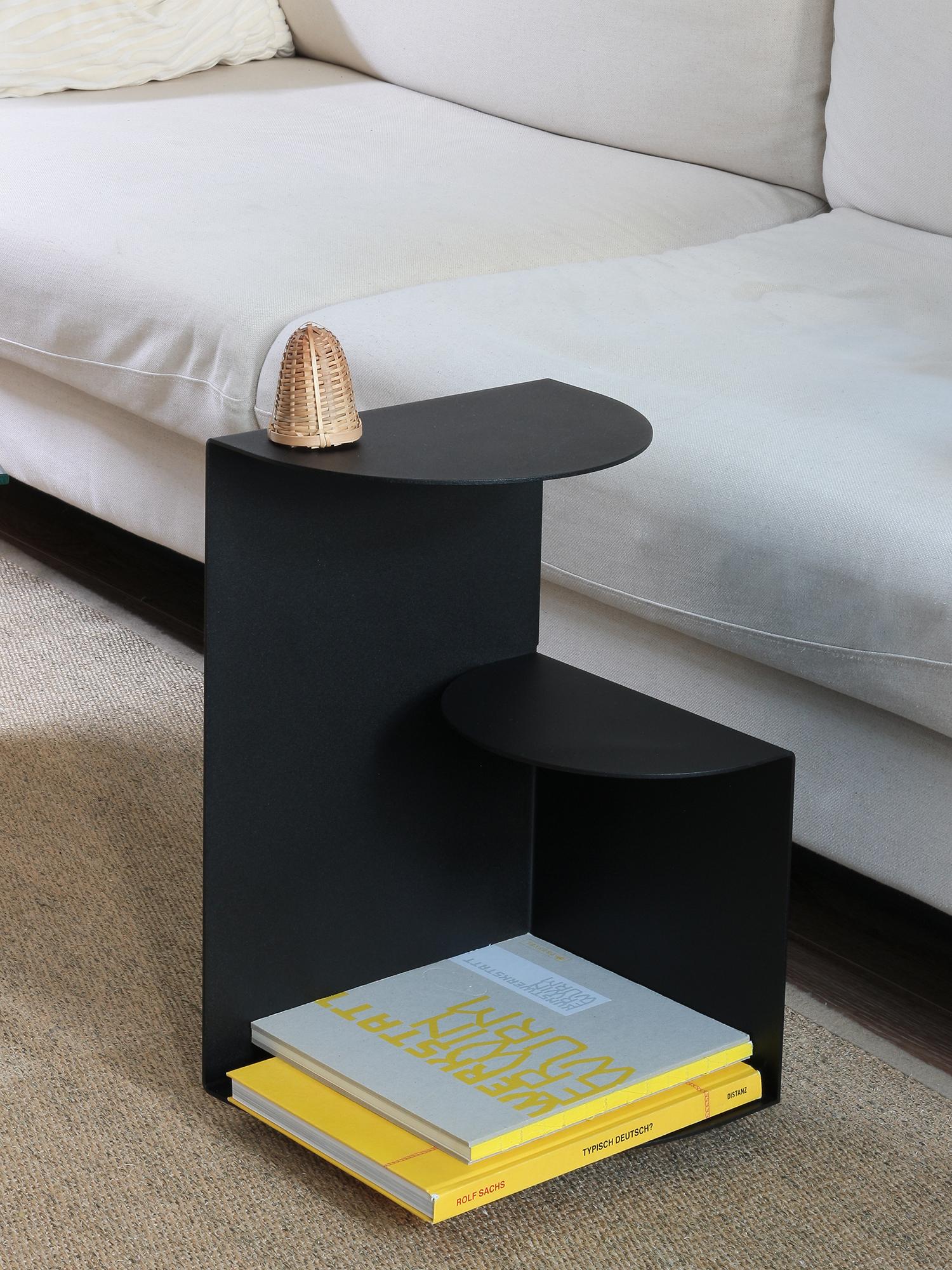 Bi-Level Powder-Coated Aluminum Side Table by Hayo Gebauer, Customizable Color In New Condition In Brooklyn, NY