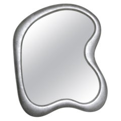 Bi Luna Irregular Silvery Wooden Wall Mirror by Spini Firenze