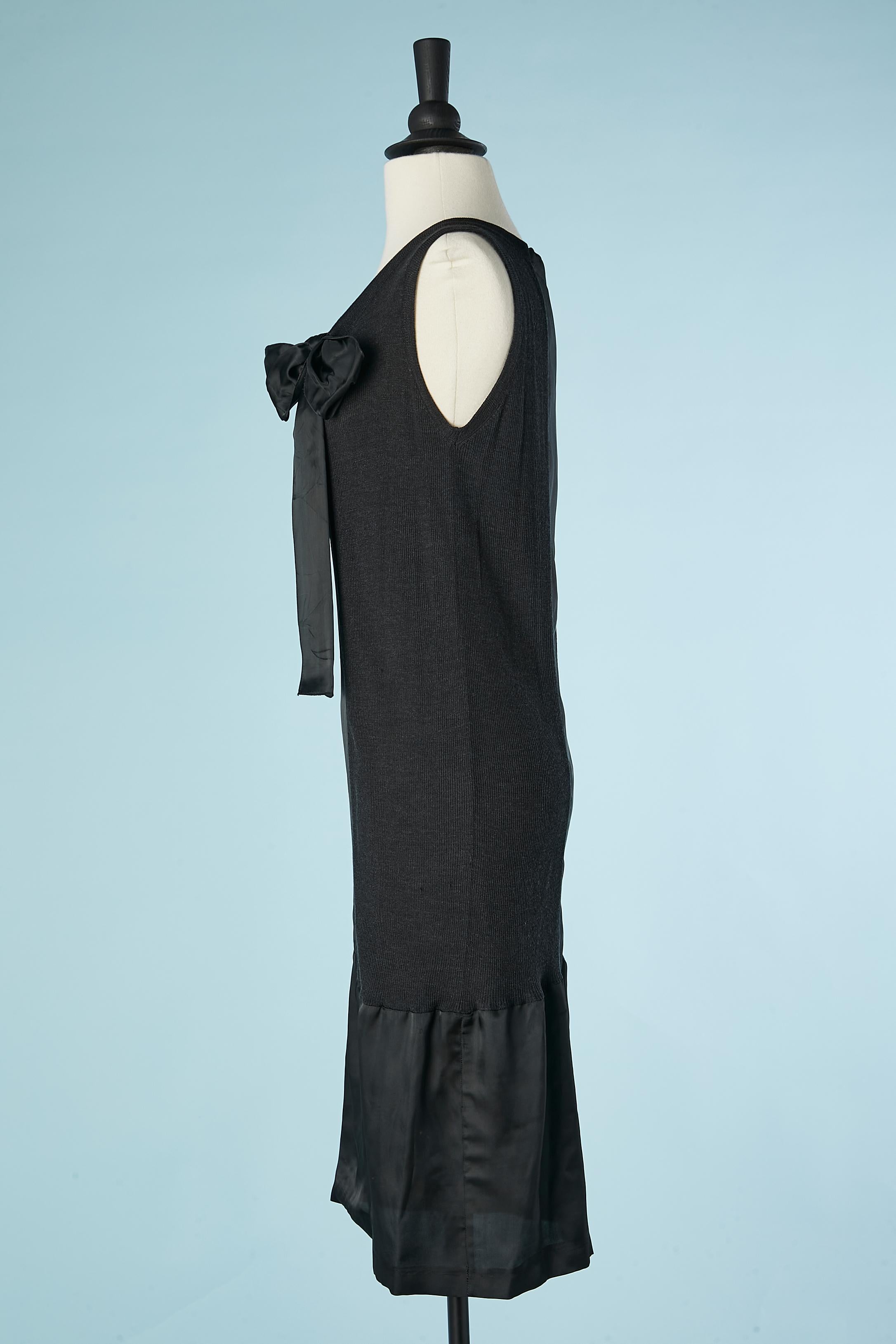 Women's Bi-material black cocktail dress  with bow Prada  For Sale