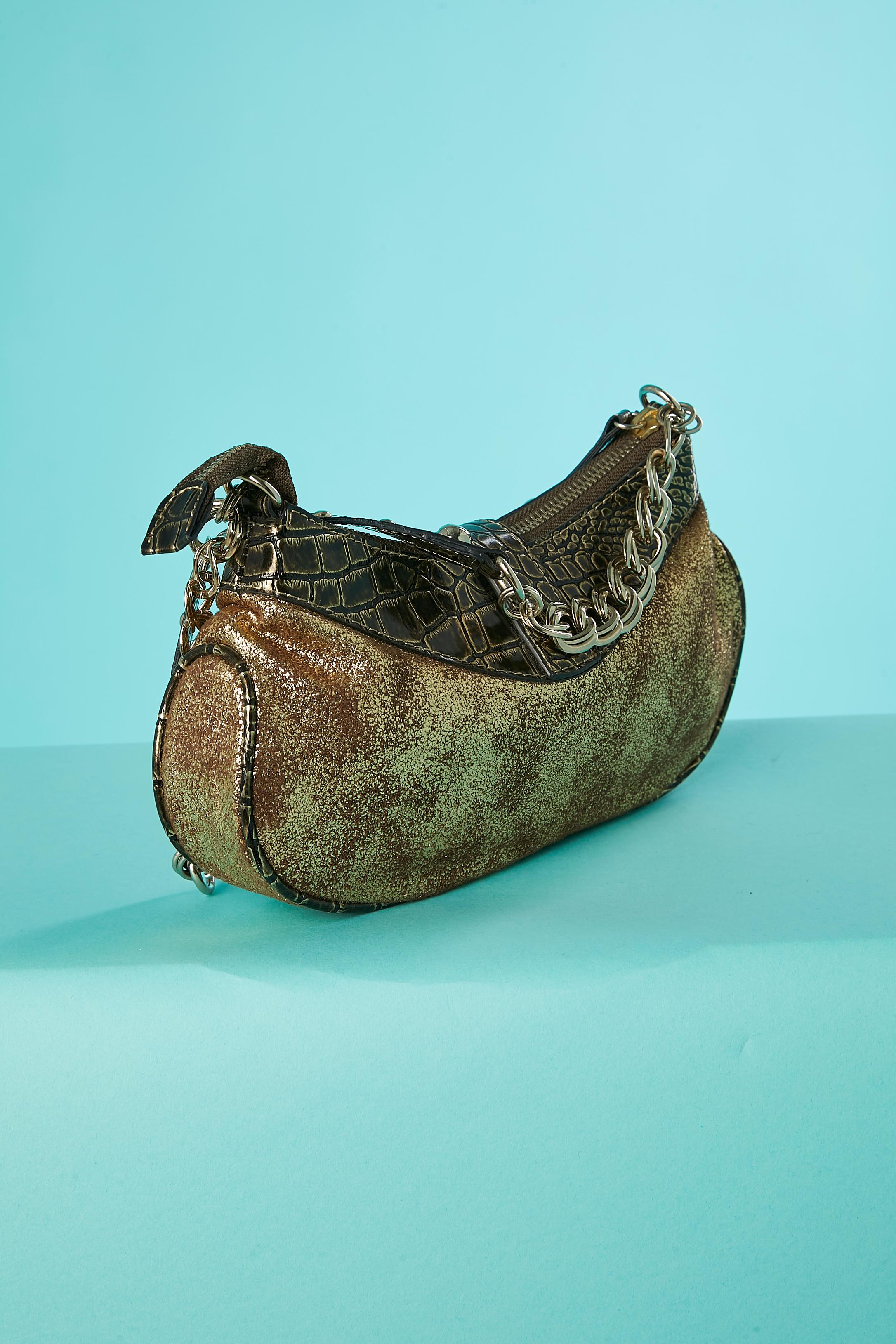 Black Bi material gold evening bag GUESS For Sale