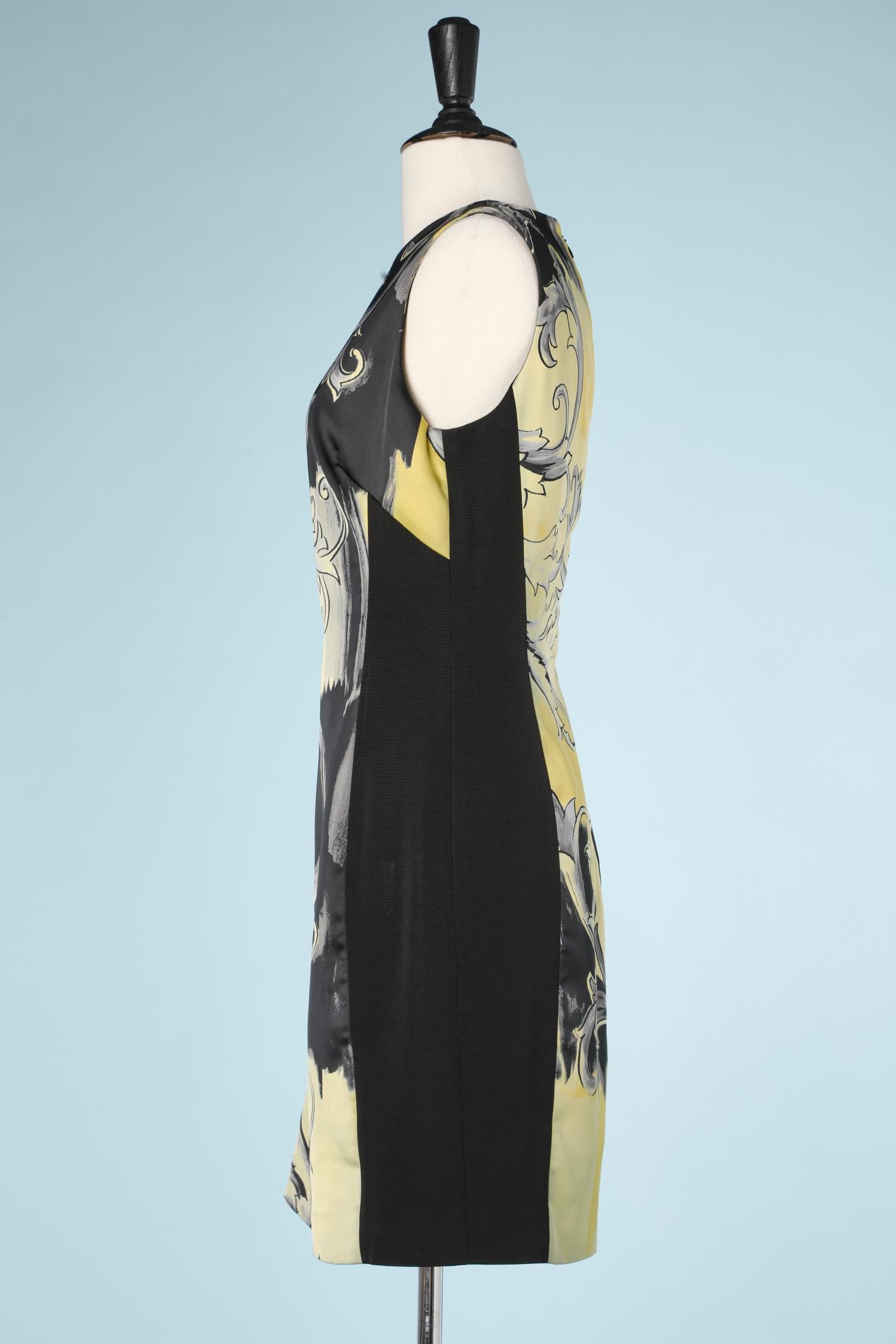 Bi- material printed sleeveless dress Versace Collection  In Excellent Condition For Sale In Saint-Ouen-Sur-Seine, FR