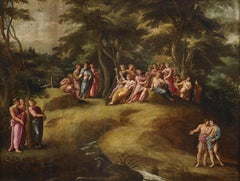 16th Century Parnassus Biagio Pupini called Biagio delle Lame Muses Oil on Panel