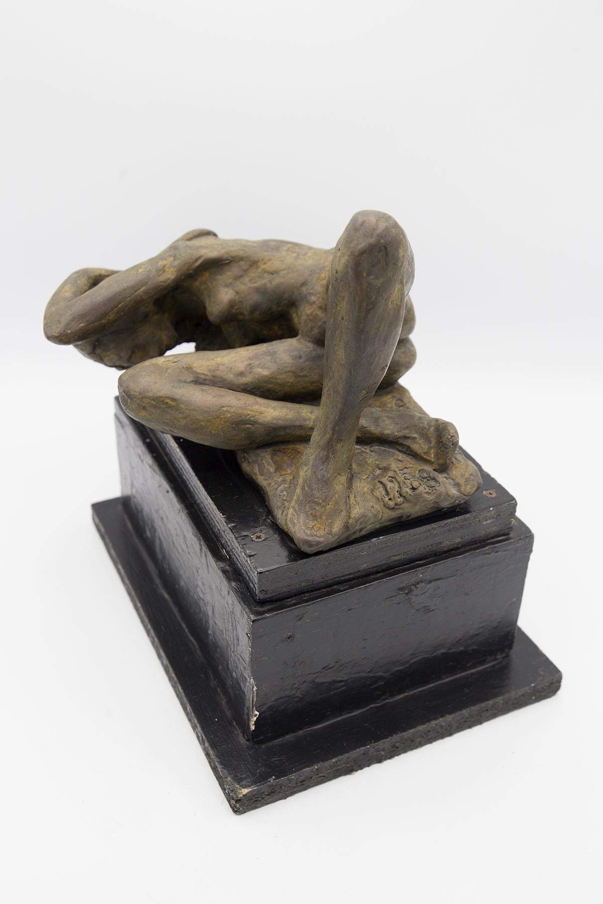 Mid-20th Century Biagio Romeo Wood and Bronze Sculpture For Sale
