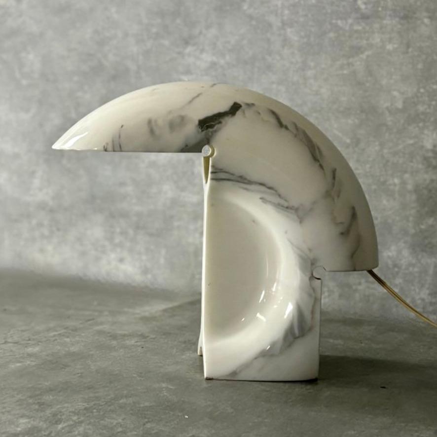 Mid-Century Modern Biagio White Carrara Marble Table Lamp by Tobia Scarpa for Flos Italy 1968 For Sale