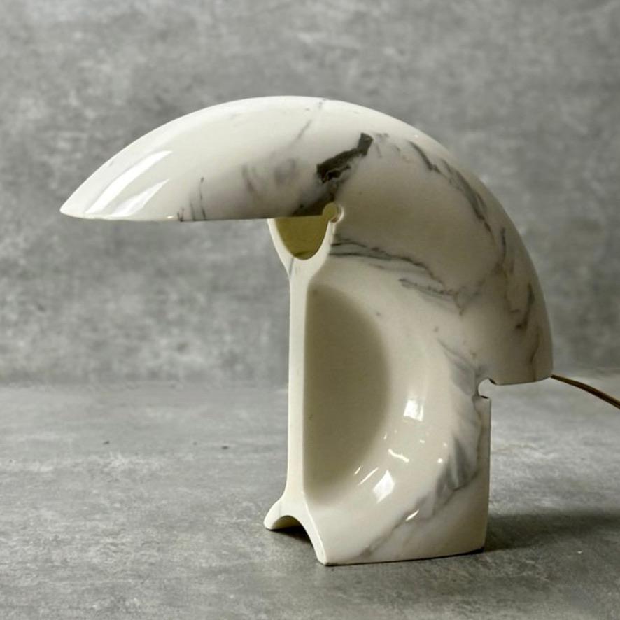 Italian Biagio White Carrara Marble Table Lamp by Tobia Scarpa for Flos Italy 1968 For Sale