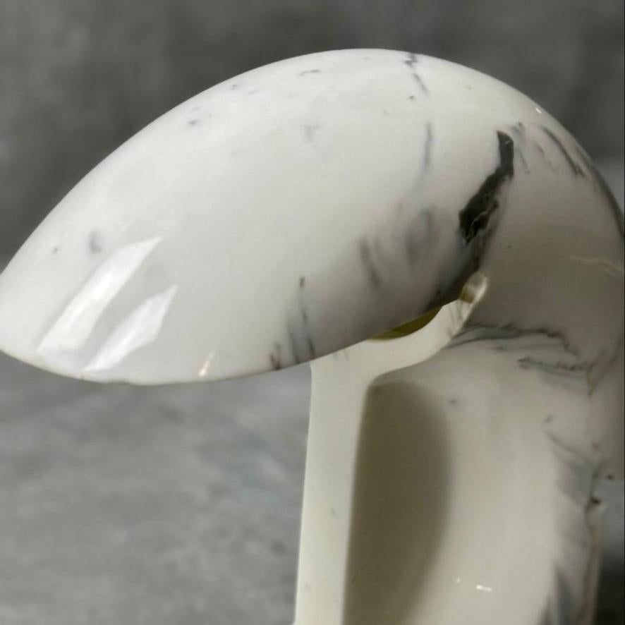 Carved Biagio White Carrara Marble Table Lamp by Tobia Scarpa for Flos Italy 1968 For Sale