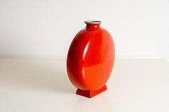 Bian Vase, Red Lacquer by Robert Kuo, Hand Repousse, Limited Edition