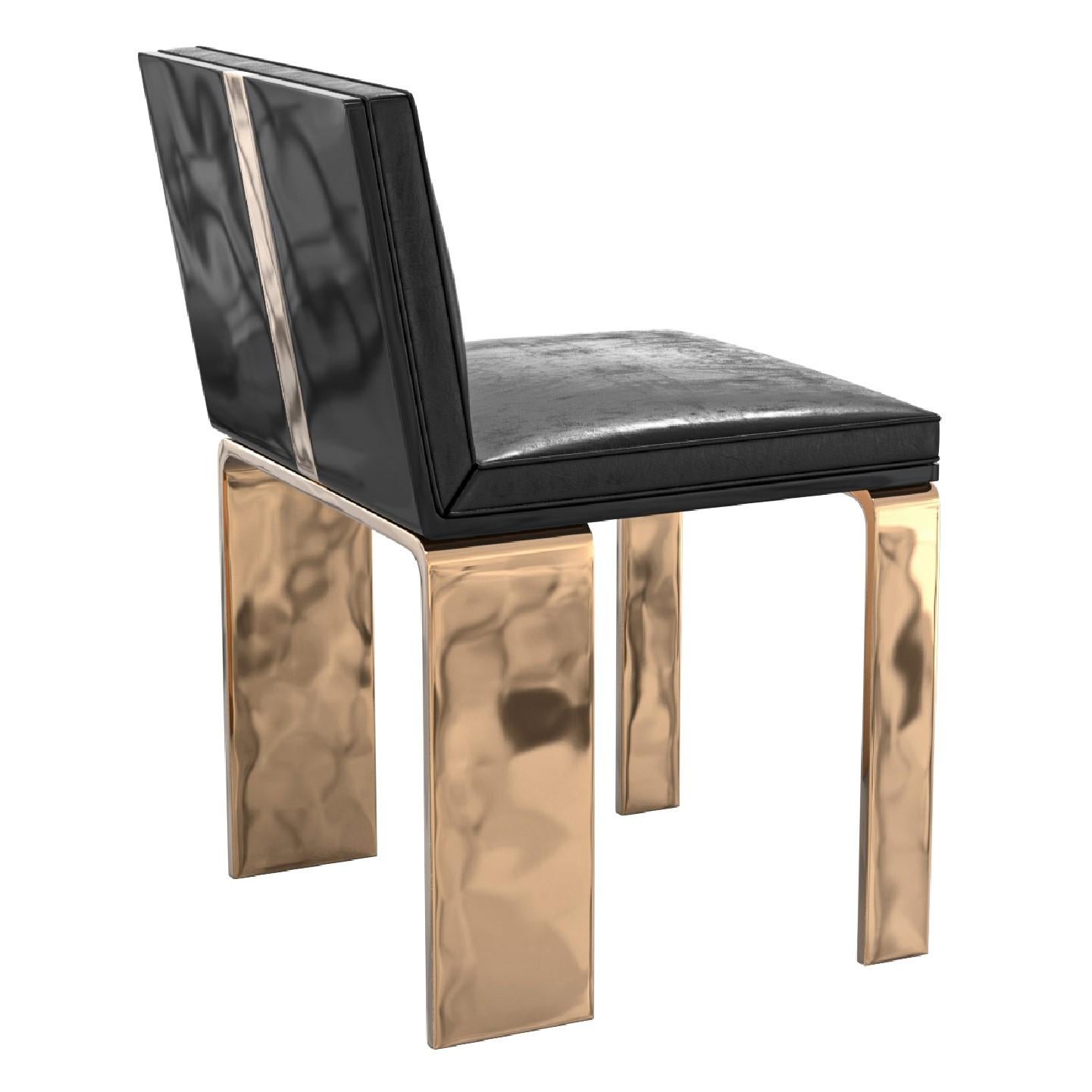 „Bianca“-Stuhl, achtteilig, mit Bronze, maßgeschneidertes Leder, Istanbul (Türkisch) im Angebot