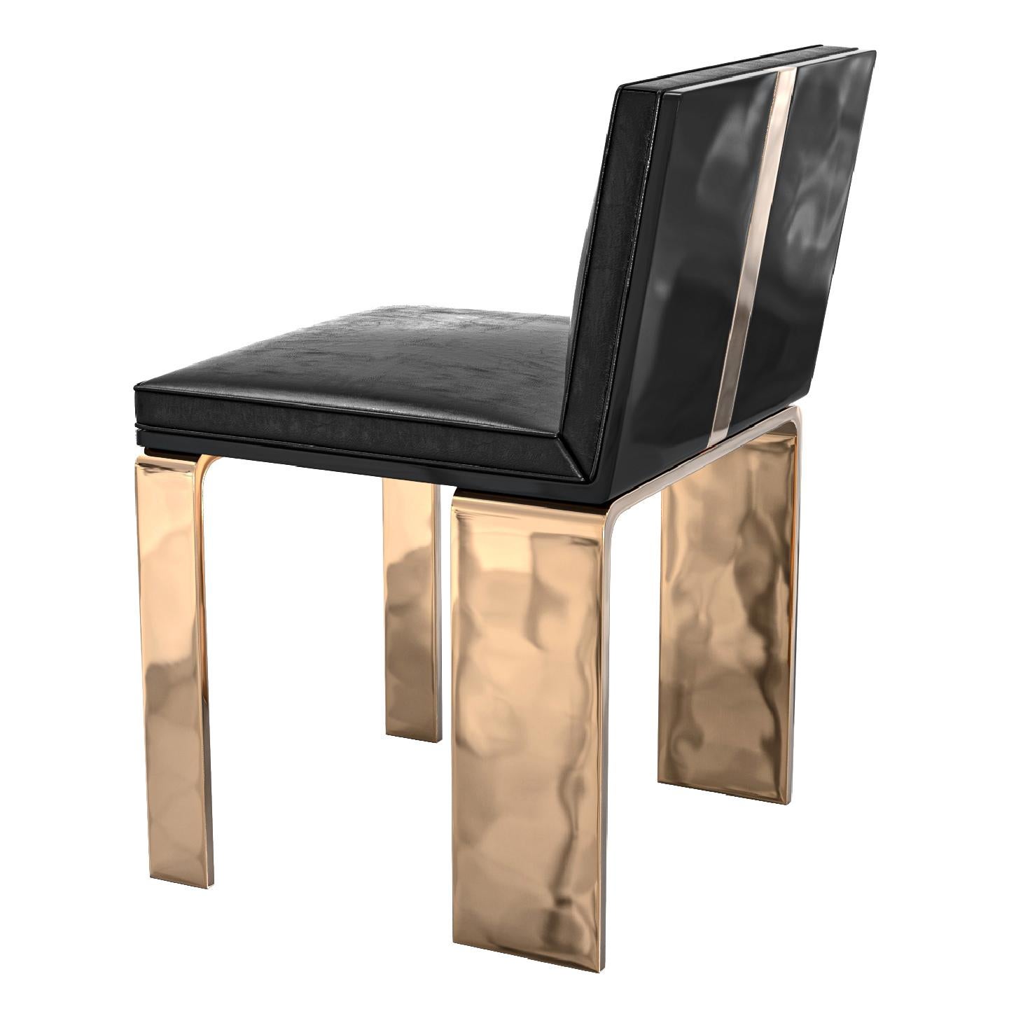 „Bianca“-Stuhl, achtteilig, mit Bronze, maßgeschneidertes Leder, Istanbul (Metall) im Angebot