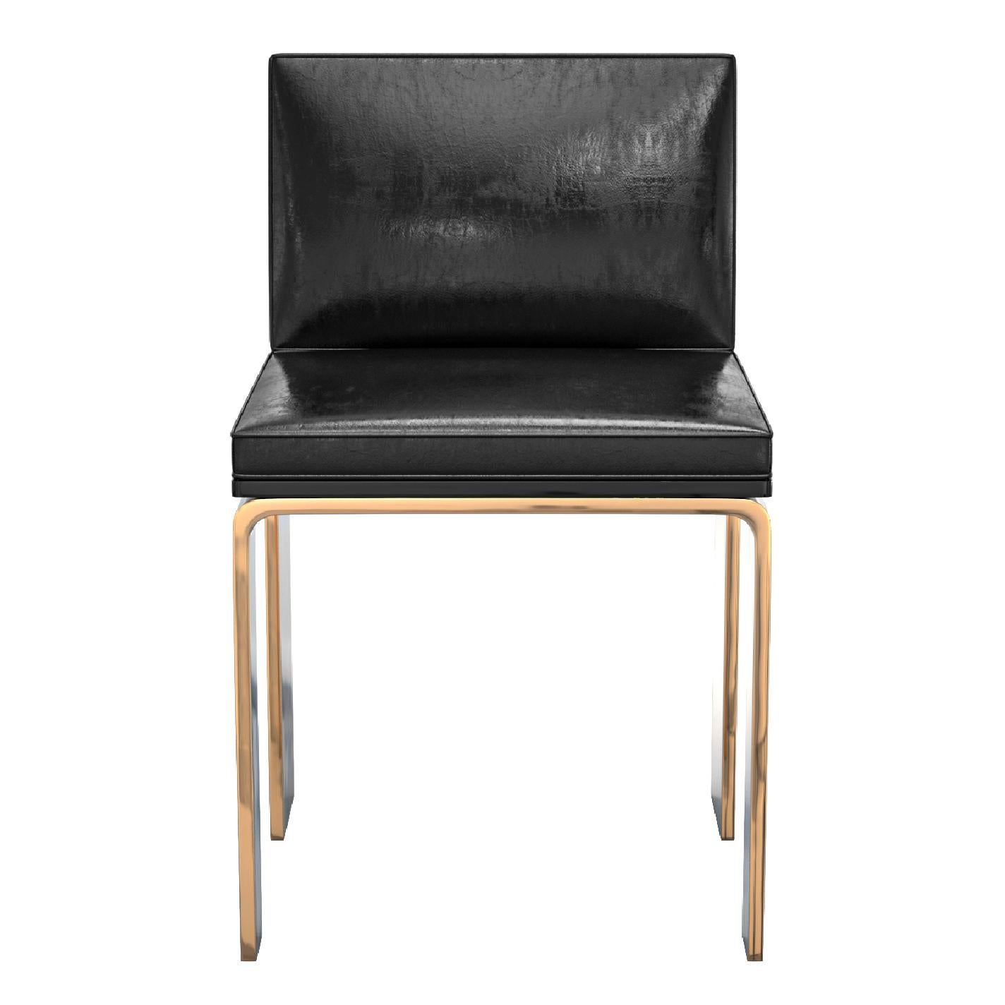 „Bianca“-Stuhl, achtteilig, mit Bronze, maßgeschneidertes Leder, Istanbul im Angebot 1