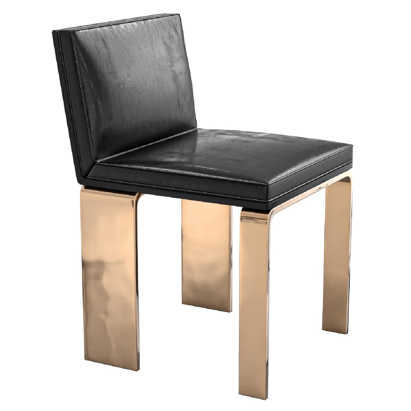 „Bianca“-Stuhl, achtteilig, mit Bronze, maßgeschneidertes Leder, Istanbul im Angebot 2