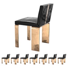 "Bianca" Chair, Set of Eight, with Bronze, Tailor Made Leather, Istanbul