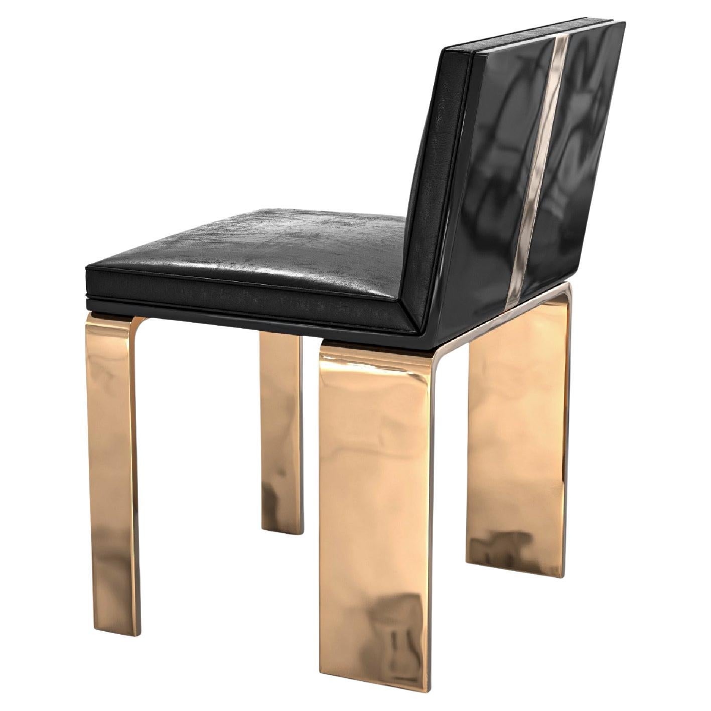 "Bianca" Chair with Bronze and Stainless Steel, Hand Crafted, Istanbul For Sale