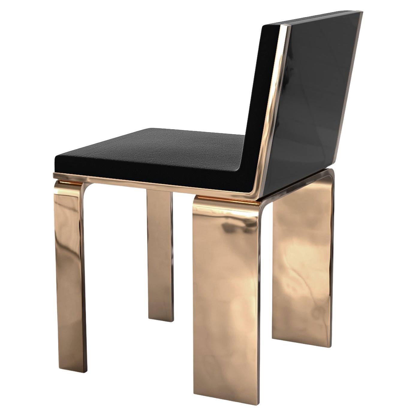 "Bianca" Chair with Bronze and Stainless Steel, Hand Crafted, Istanbul