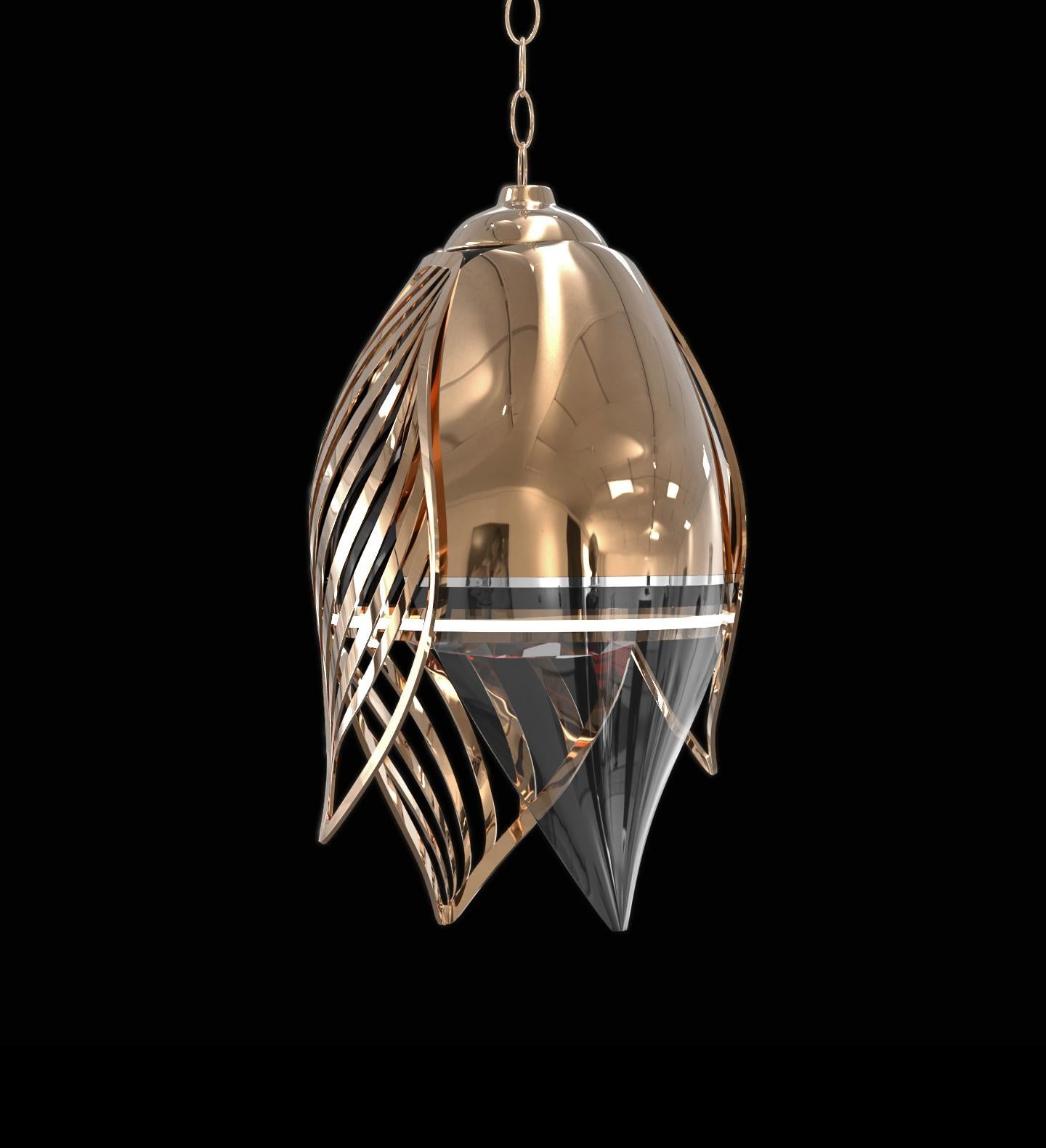 Lustre Bianca avec bronze, édition limitée, fabriqué à la main, Istanbul en vente 1
