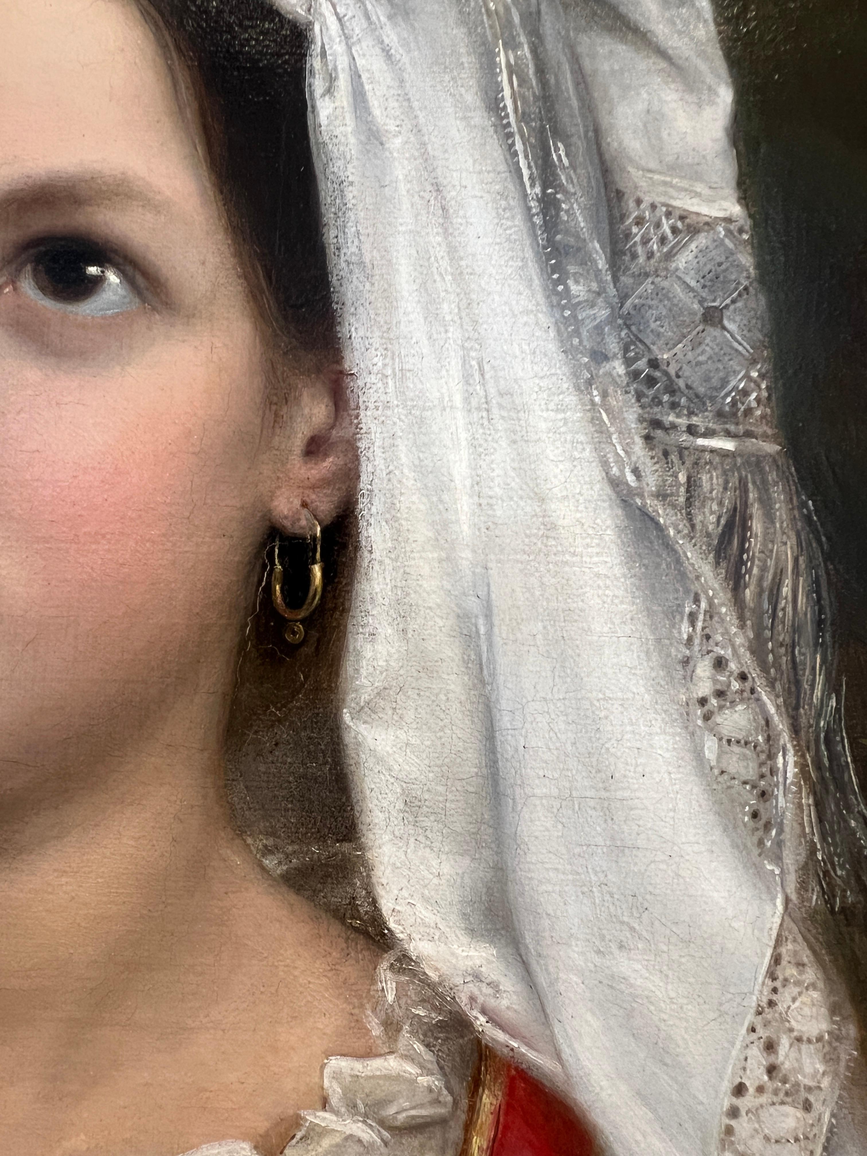 Junge Römerin mit Tamburin (Schwarz), Figurative Painting, von Bianca Festa