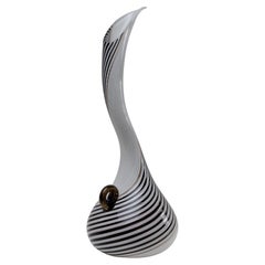 “Mezza filigrana” bianco nero swan neck tall vase by Dino Martens
