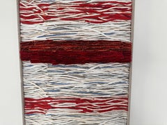 Paper Artwork, Abstract Red, White, Grey, Orange Waves, Three-Dimensional, 2024