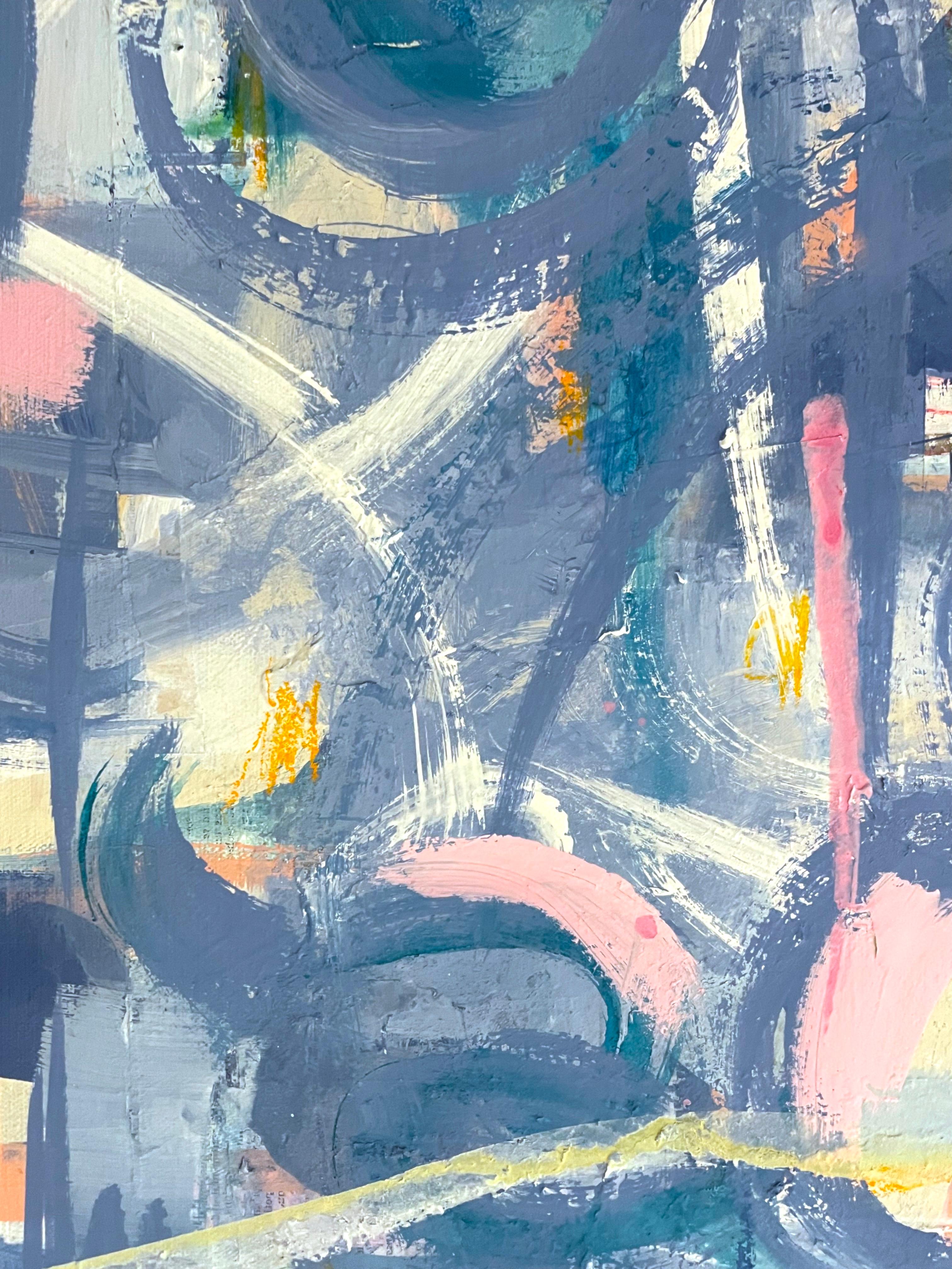 Cicli blu e rosa - Painting Astratto di Bianca Wellwood