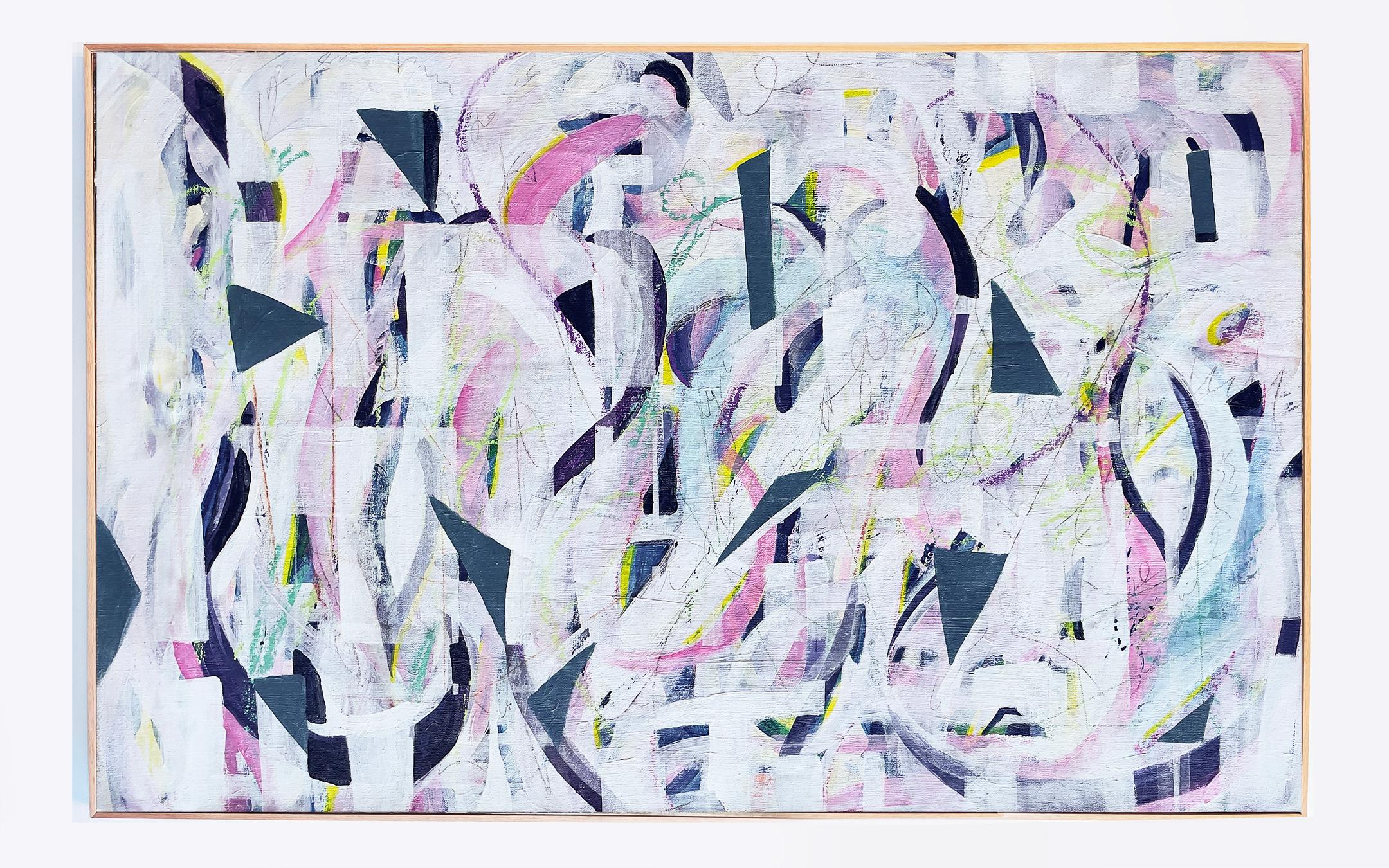 Symphonie in Weiß, Blau und Rosa (Abstrakter Expressionismus), Mixed Media Art, von Bianca Wellwood
