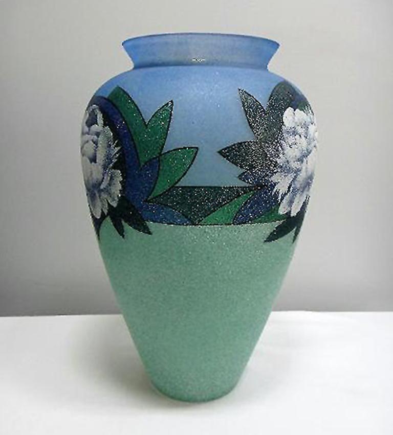 Italian Biancalani Elio Glass Grit Vase from Florence, Italy
