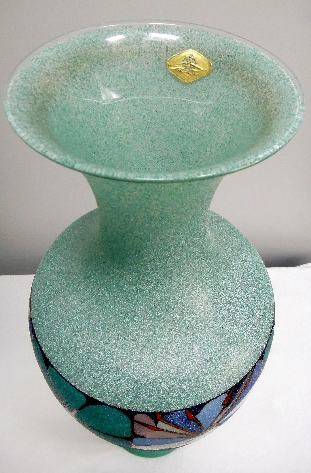 Italian Biancalani Elio Graniglia Art Glass Vase from Florence, Italy