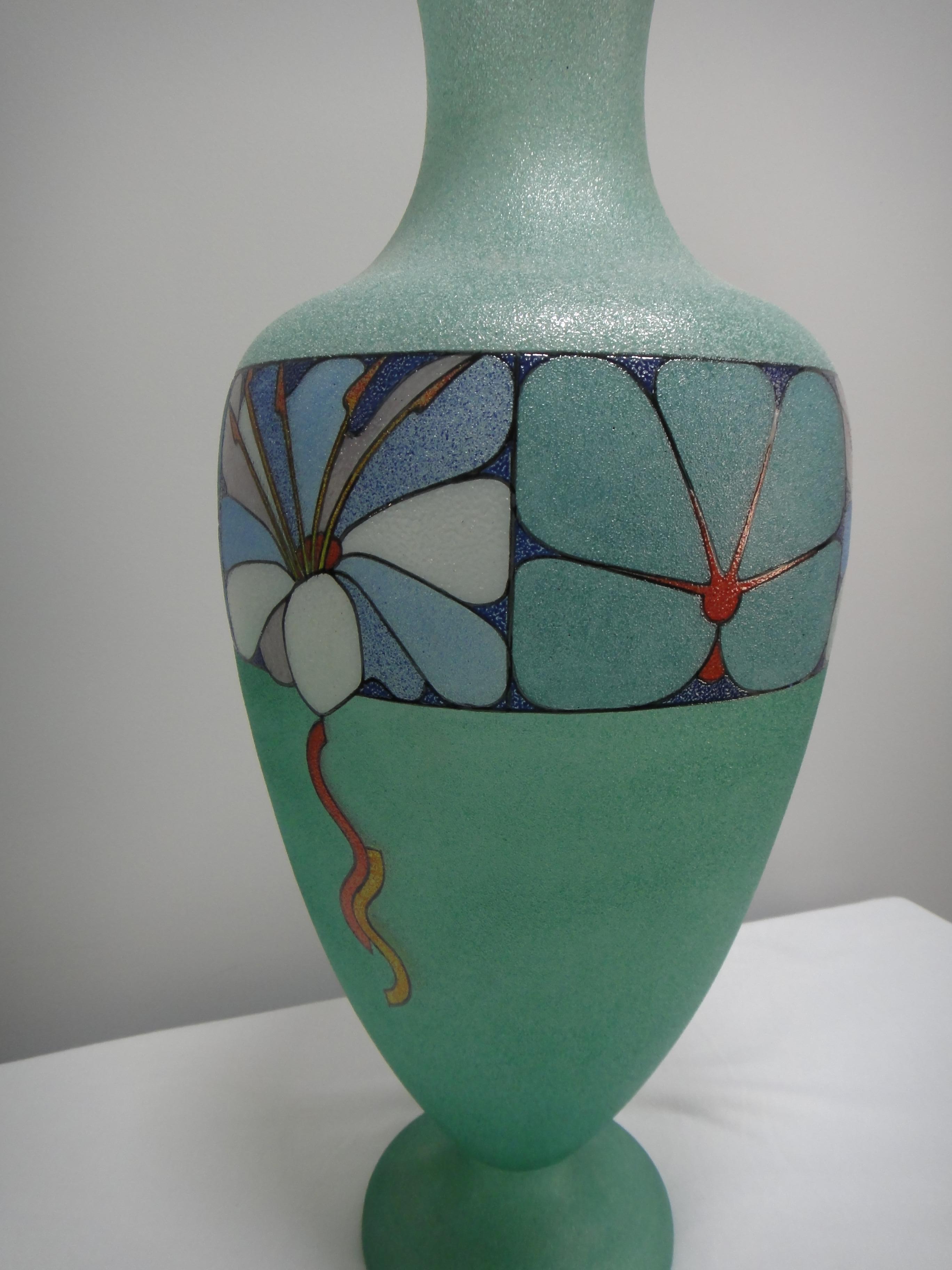 Murano Glass Biancalani Elio Graniglia Art Glass Vase from Florence, Italy For Sale