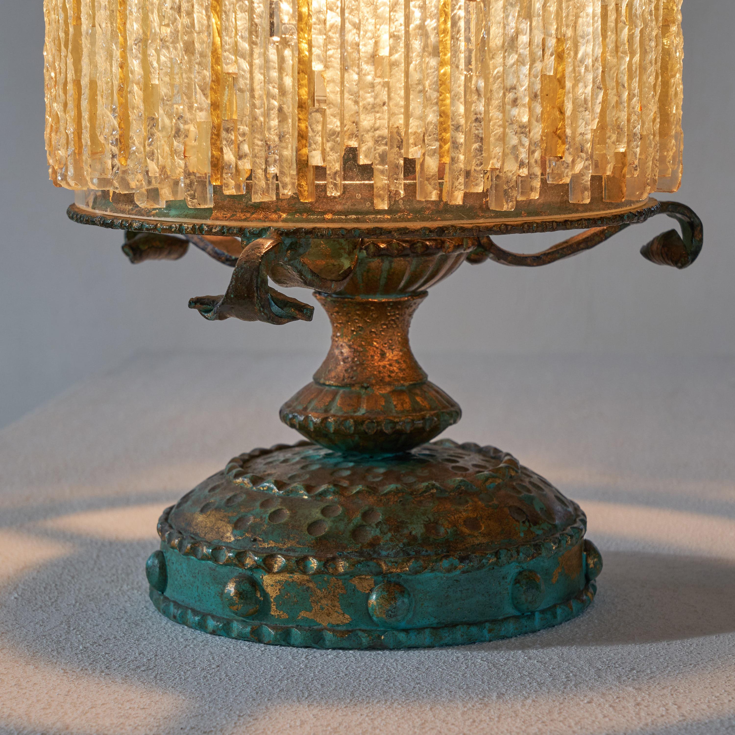 Hand-Crafted Biancardi & Jordan Arte Verona Brutalist Table Lamp in Murano Glass, 1960s For Sale