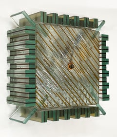 Biancardi & Jordan Midcentury Square Glass Italian Wall Lamp for Poliarte, 1970s