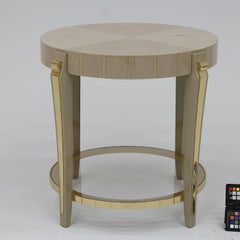 Bianchini James Round Side Table with Brass Accents