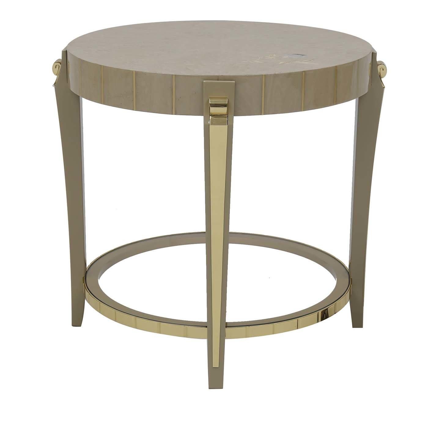 Bianchini James Round Side Table with Brass Accents For Sale