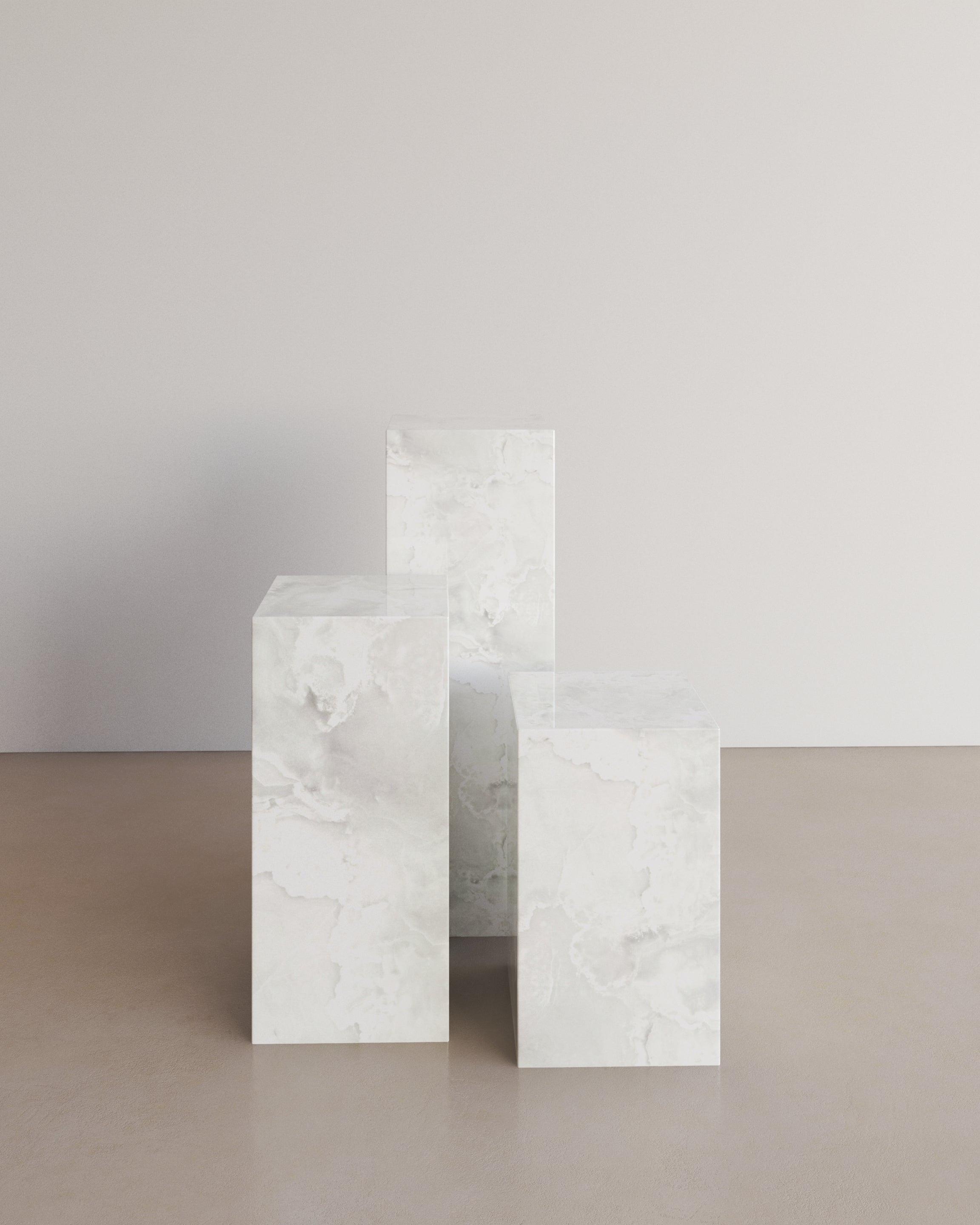 Australian Bianco Arabescato Marble Ètoile Pedestal by the Essentialist For Sale