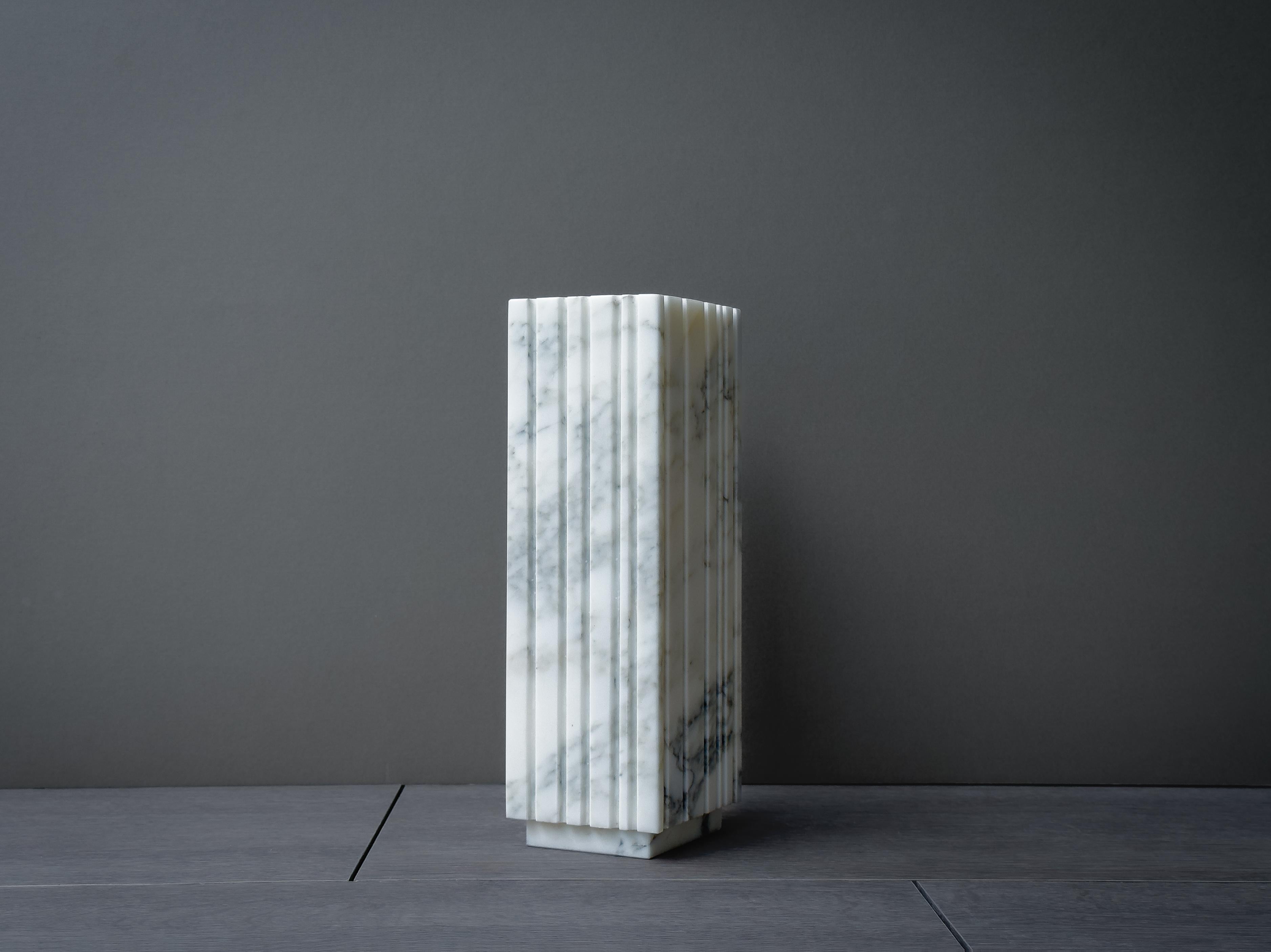 Singaporean Bianco Groovy Vase in Arabascato marble my Meble Matters For Sale