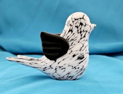 Mid-Century Modern Bianco Nero Fantasy Murano Glass Bird, Archimede Seguso