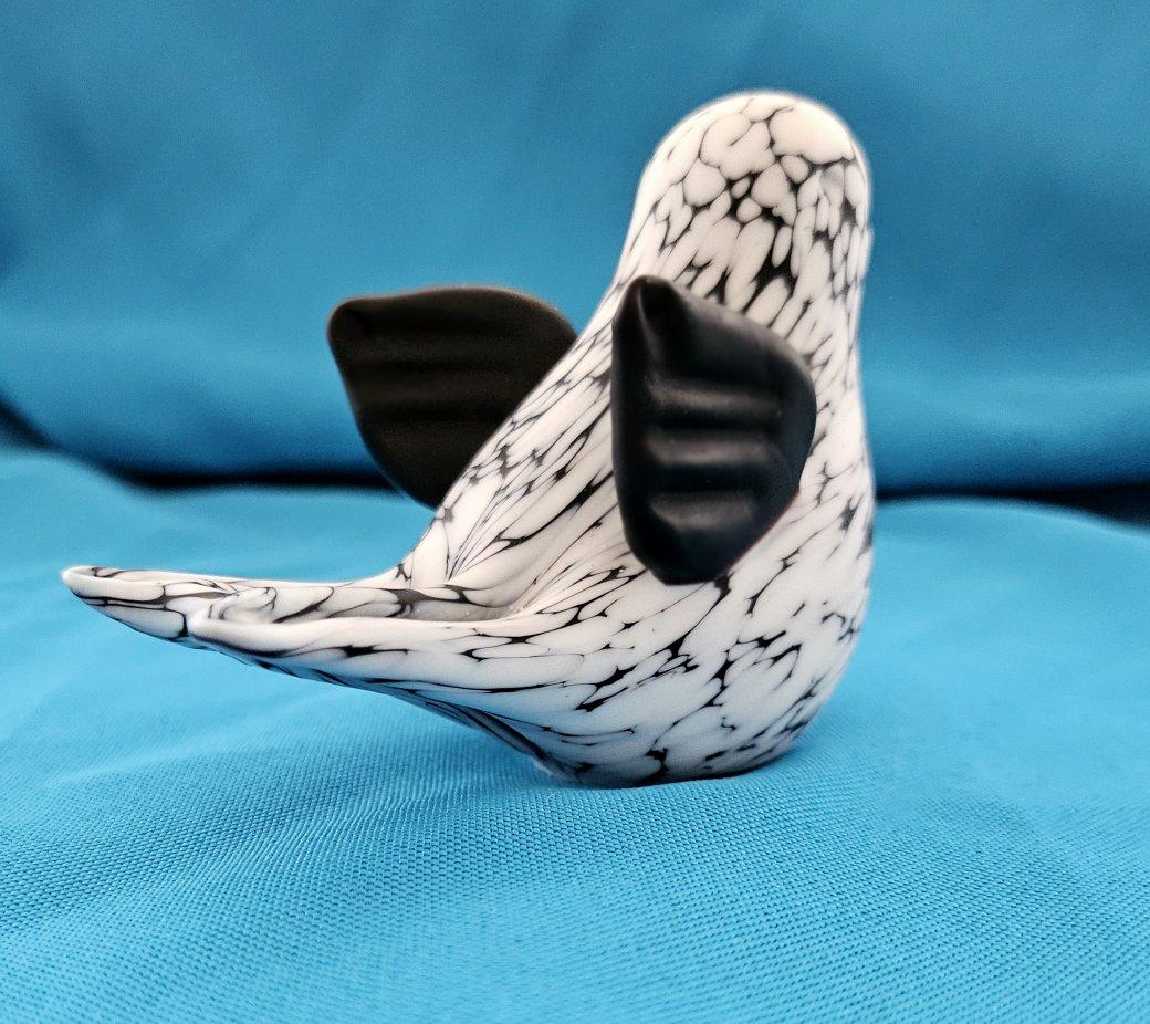 Other Mid-Century Modern Bianco Nero Fantasy Murano Glass Bird, Archimede Seguso