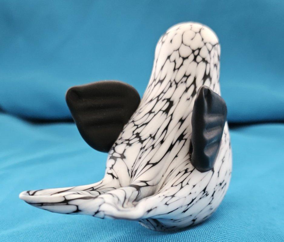 Mid-Century Modern Bianco Nero Fantasy Murano Glass Bird, Archimede Seguso In Good Condition In Warrenton, OR