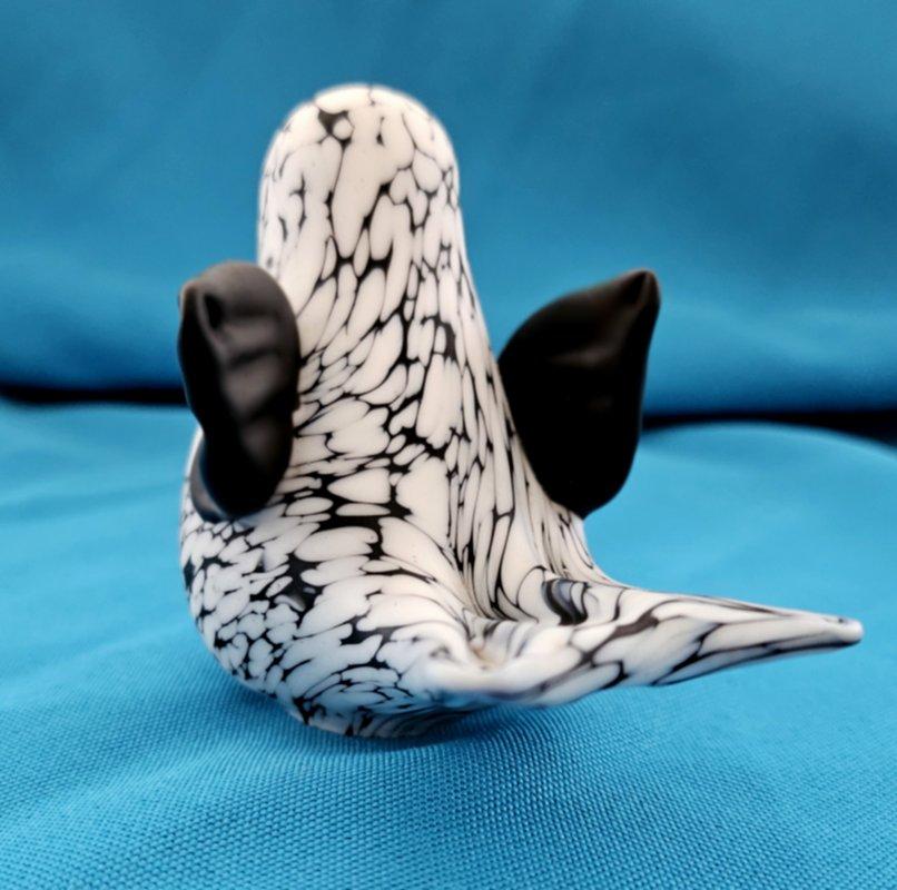 Mid-Century Modern Bianco Nero Fantasy Murano Glass Bird