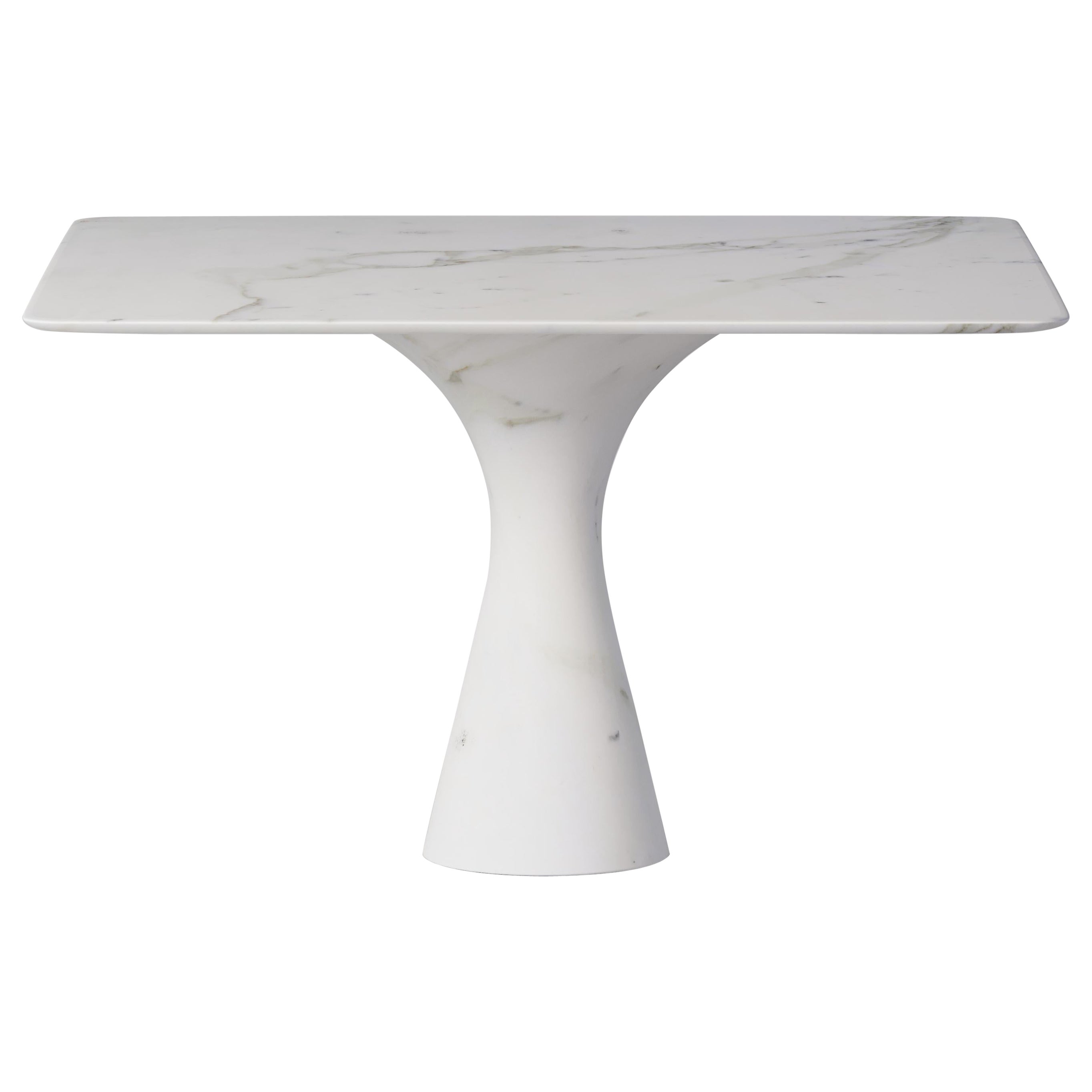 Bianco Statuarietto Tavolo Quadrato in Marmo Contemporaneo M/S 125 di Angelo Alinea