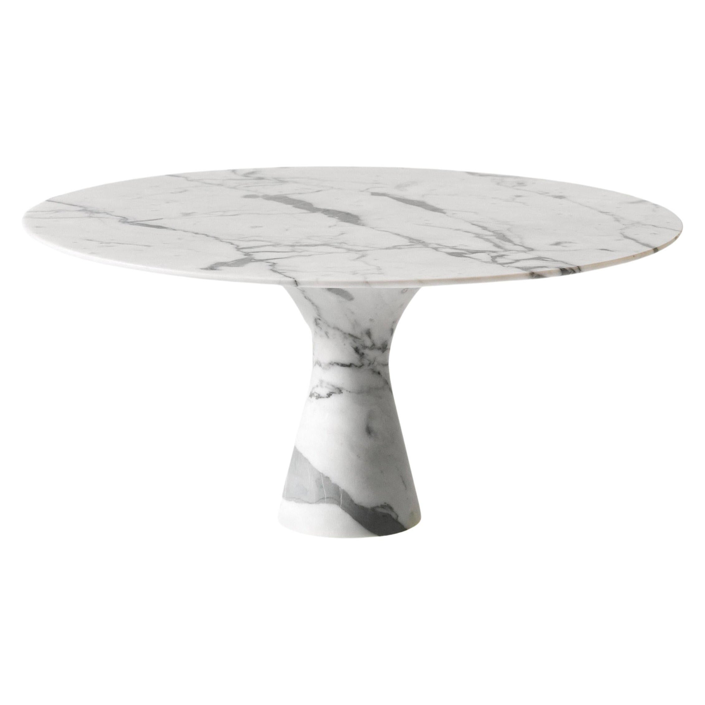 Bianco Statuarietto Refinada Mesa Redonda Baja Contemporánea de Mármol 27/100