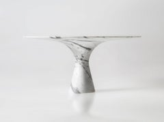 Bianco Statuarietto Refined Contemporary Marble Oval Table 210/75