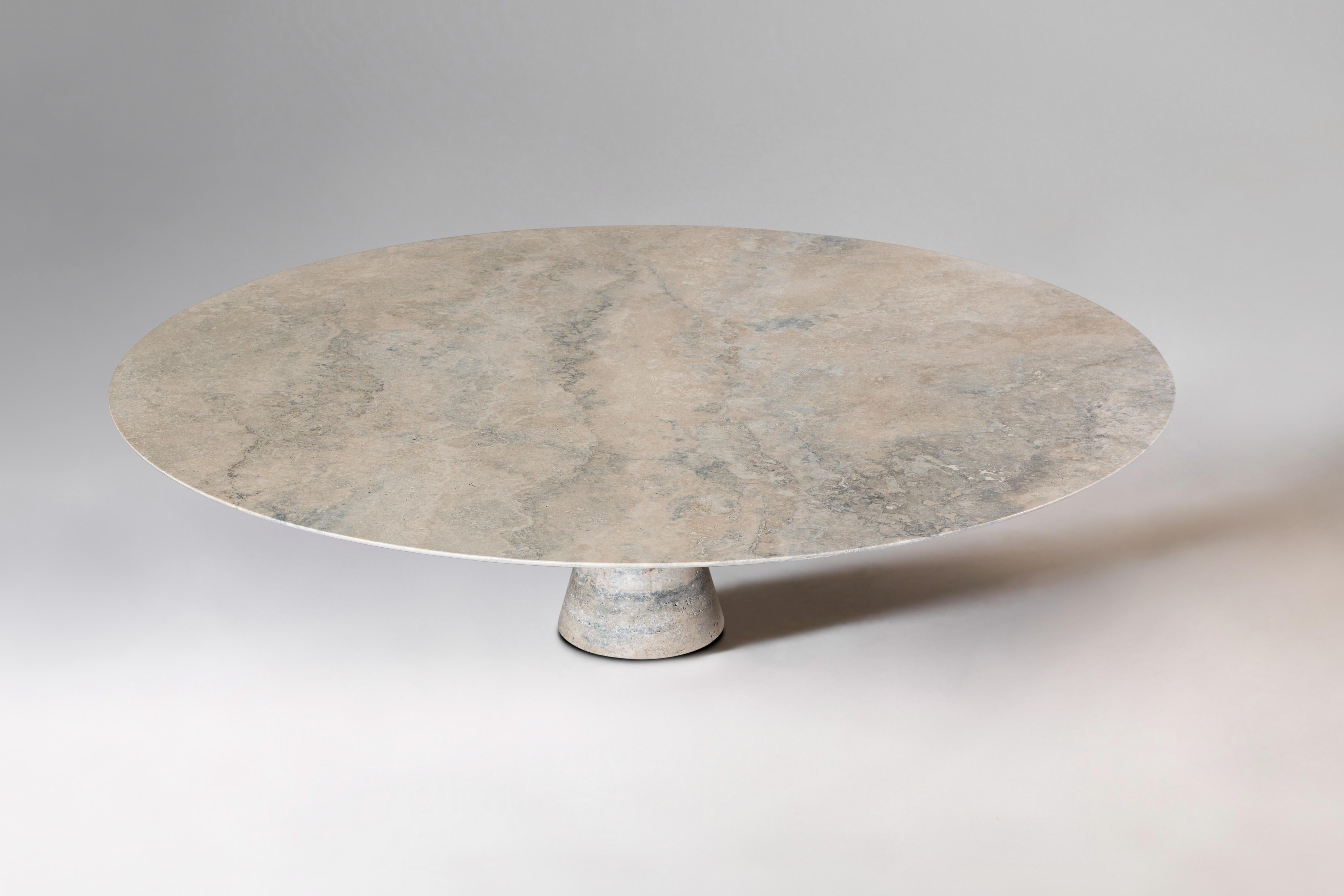 Post-Modern Bianco Statuarietto Refined Contemporary Marble Oval Table 210/75 For Sale