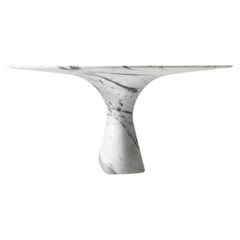 Bianco Statuarietto Refined Contemporary Marble Oval Table 210/75