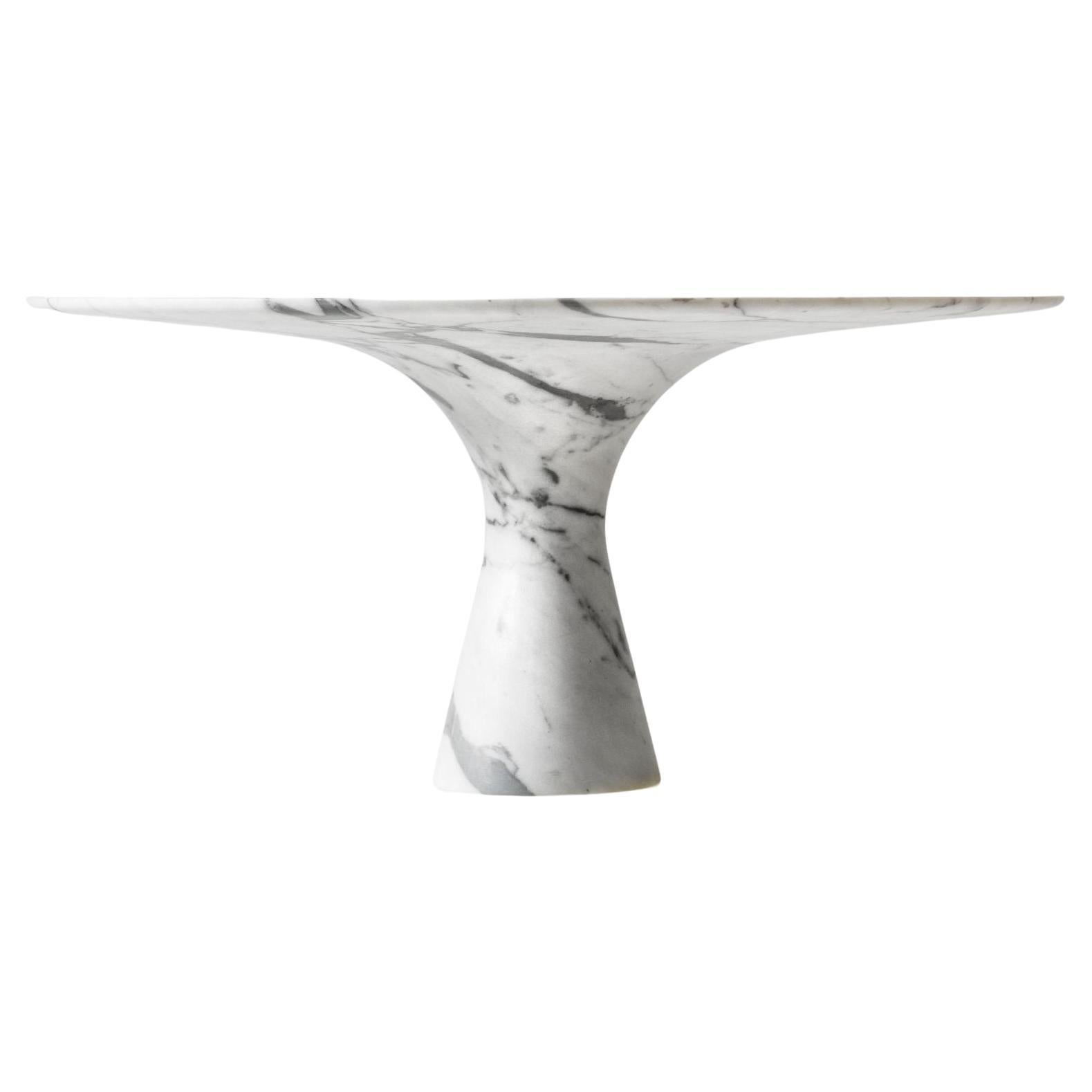 Table ronde contemporaine en marbre Bianco Statuarietto Refined M/R 130