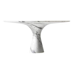 Bianco Statuarietto, assiette de service en marbre contemporain raffiné 32/15