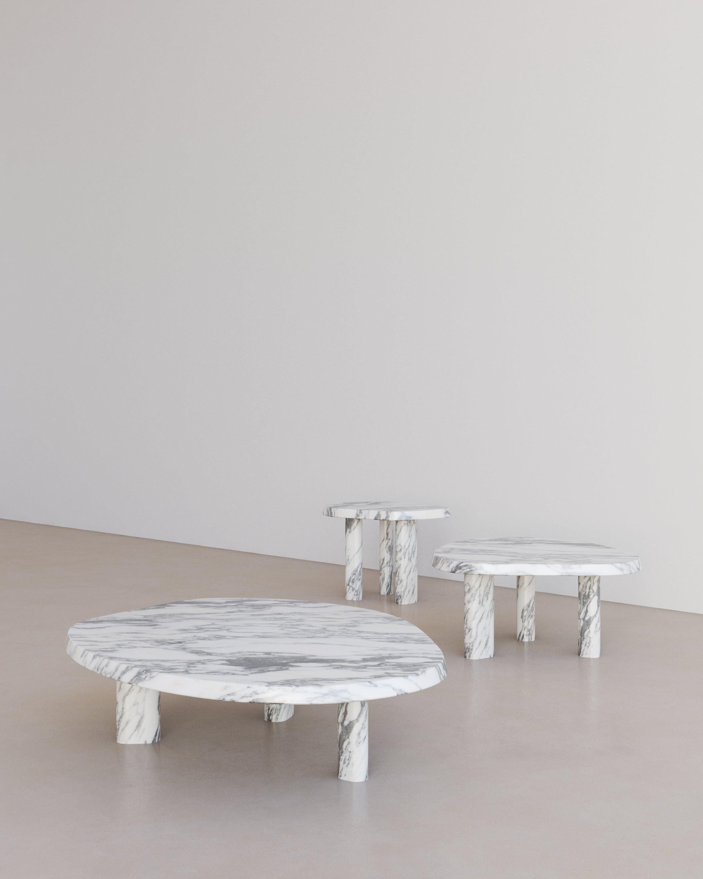 Australian Bianco Travertine Full set of 3 Fiori Nesting Coffee Table by the Essentialist  For Sale