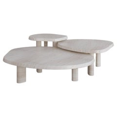 Bianco Travertine Full set of 3 Fiori Nesting Coffee Table by the Essentialist 