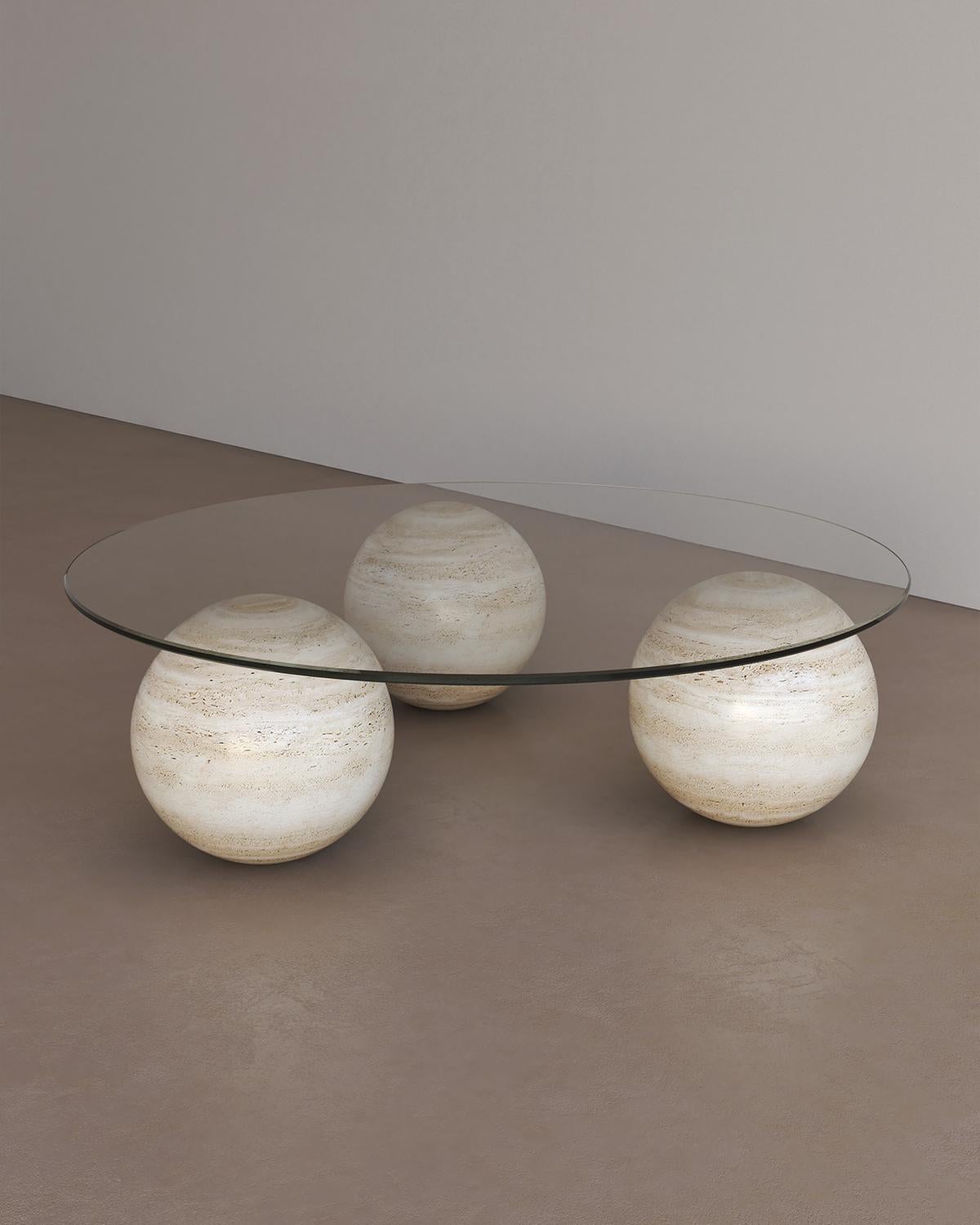 Contemporary Bianco Travertine Sufi Coffee Table I by The Essentialist For Sale